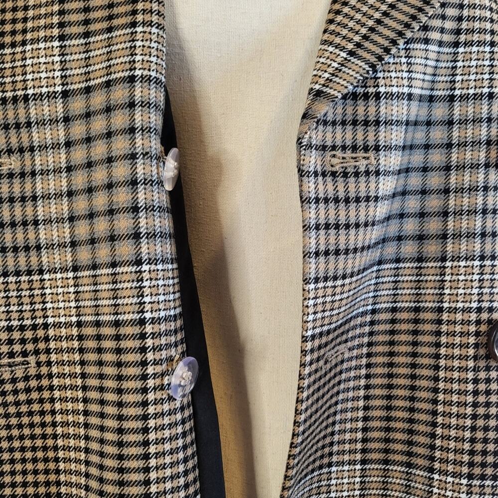 Halogen X Atlantic-Pacific Neutral Houndstooth Plaid Double Breasted Belted Coat - Picture 10 of 12